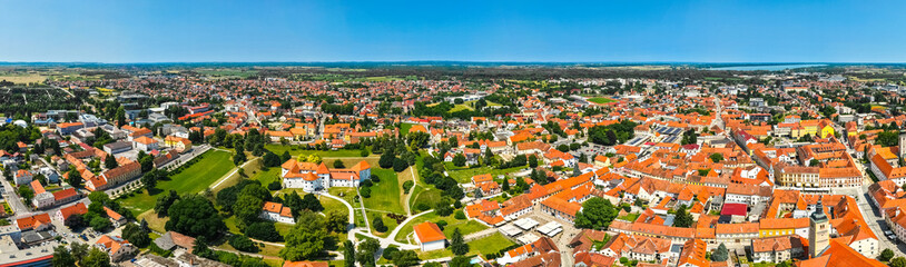 Wide panorama of Varaždin city center, Croatia