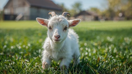 Obraz premium Sweet white kid in farm environment