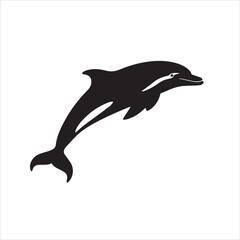 Fototapeta premium Silhouette of a leaping dolphin against a white background