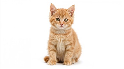 Endearing orange cat calmly seated and watching