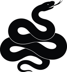 Naklejka premium Silhouette Coiled Black Snake