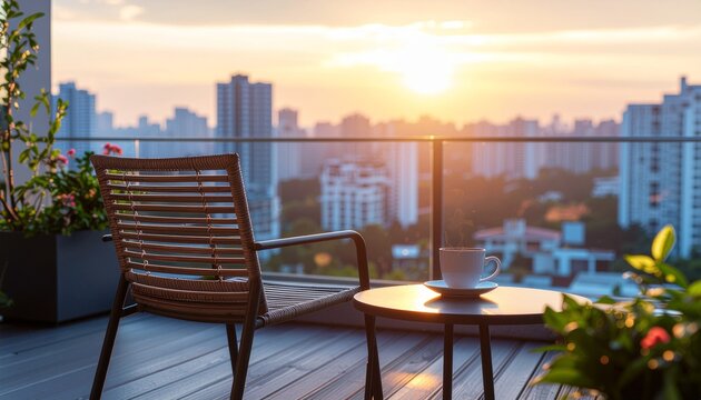 Solo Morning on Balcony with City View