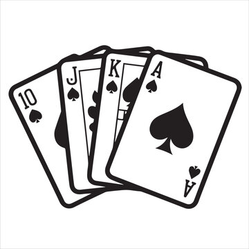 Royal flush of spades playing cards hand