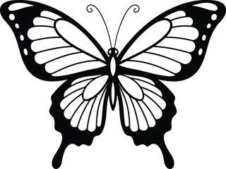 Elegant Black and White Butterfly Vector Icon Design for Nature and Beauty Concepts