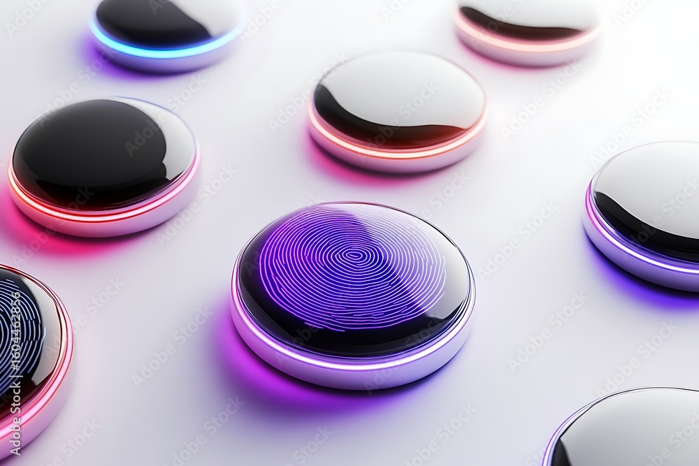 Aufkleber futuristic fingerprint access technology concept. biometric authentication and security system