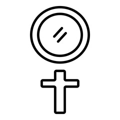 Outlined black glyph depicts handheld mirror. Line design suggests reflection, self-examination, or focusing on oneself.