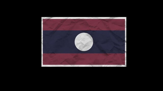An animation of the Laos flag unfolding as if it were a piece of paper.
