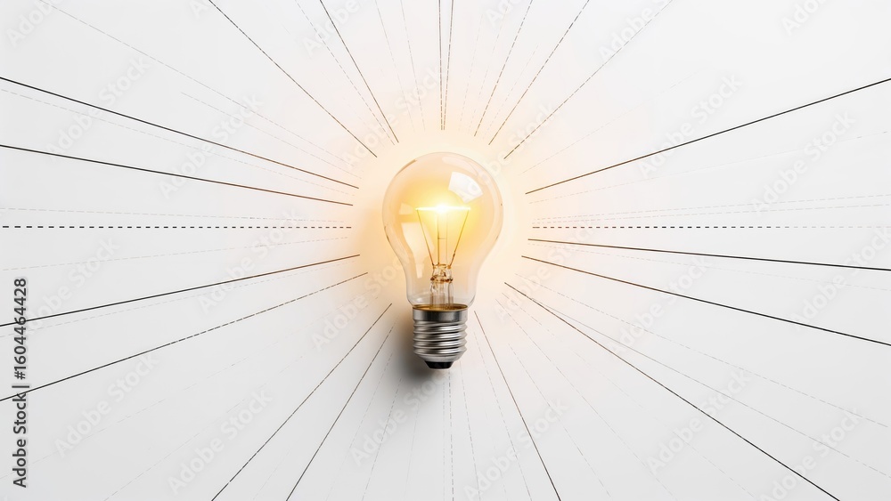 Poster illuminated bulb symbolizing concept integration. professional interaction. area for copy