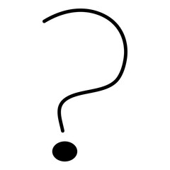 Solid black glyph depicts standard inquiry mark. Clean design for various digital interfaces.