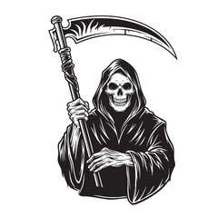 Grim Reaper with scythe, a classic for dark and gothic themes.