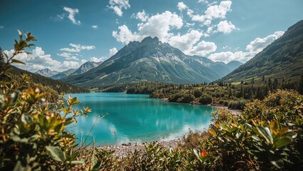 Vibrant Summer View Lake With