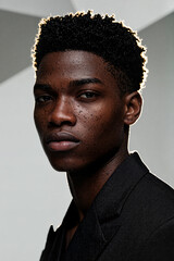 Obraz premium Expressive portrait of a young man in studio light