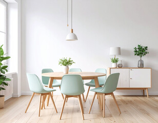Elegant modern dining room setup minimalist home design interior decor bright and airy environment cozy viewpoint inviting atmosphere
