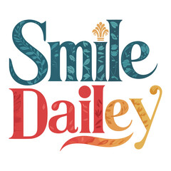 Smile daily logo with decorative typography editable vector transparent background