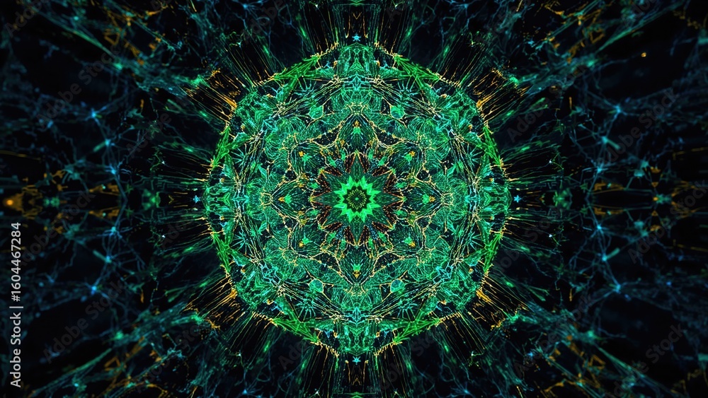 Poster vibrant geometric figure composed of linked points and lines. artistic digital network visualization