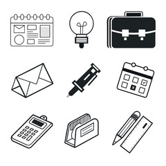 object of minimal icons set of office and workplace