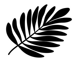 Black and white illustration of a stylized palm leaf for decoration