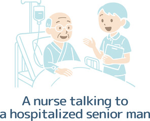 入院しているおじいさんと話をする看護師（主線なし）
A nurse talking to a hospitalized elderly man (no main line)