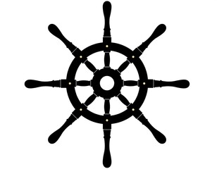 Obraz premium Black ship's steering wheel