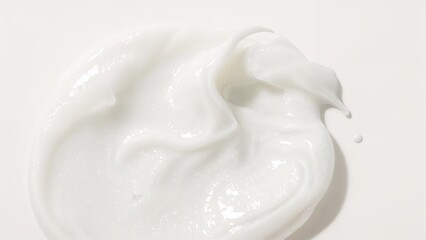 Close-up view of white moisturizing lotion texture. Skin care item background. Facial mask theme.