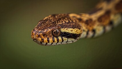 Fototapeta premium Zoomed-in photo of a snake with stripes