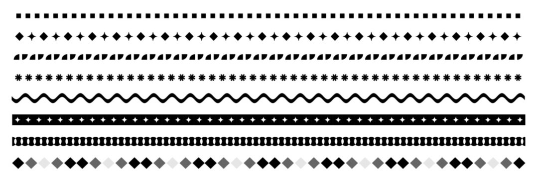 Geometric Decorative Borders and Lines Collection. seamless illustrator brush stroke set