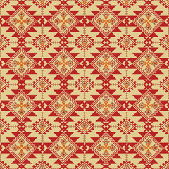 seamless Geometric Red and Beige Woven Textile