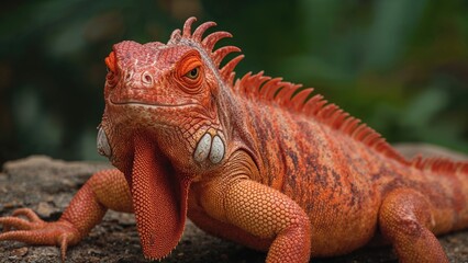 Fototapeta premium Detailed View of a Scarlet Iguana (Iguana Iguana)