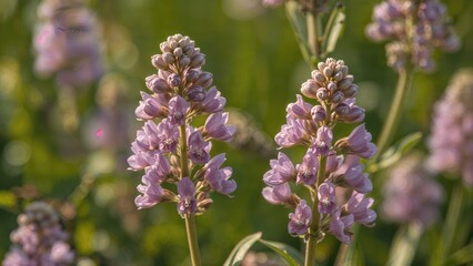 Fototapeta premium Macro image of catnip plants displaying vibrant floral growth