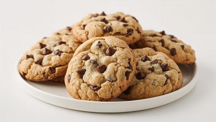 Zoomed-in image of freshly made chocolate chip cookies placed on a tray