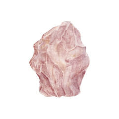 Fototapeta premium Soft pink rose quartz crystal in watercolor, symbolizing love, healing, and self-compassion. Linked to the waning gibbous moon, this piece is ideal for wellness, feminine, or mystical-themed designs