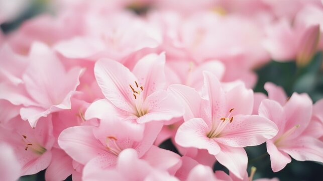 Vibrant pink lilies blooming in a lush garden during springtime