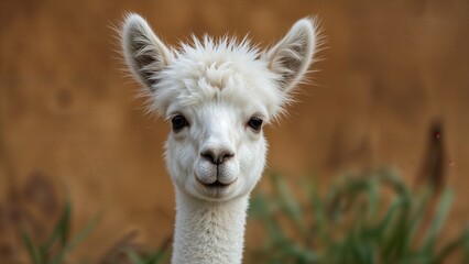 Obraz premium Alpaca's head showcased against a dark backdrop