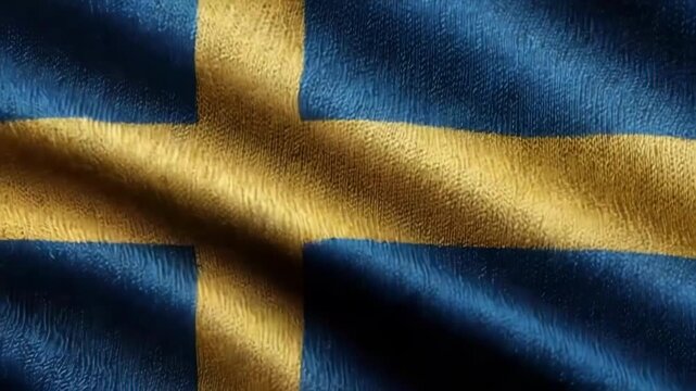 Silk fabric showcases the vibrant blue and yellow colors of the Swedish flag, highlighting its intricate texture and design. - Powered by Adobe