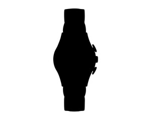 Silhouette of a digital watch with multiple buttons, classic and functional design