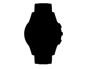 Silhouette of a modern digital smart watch with several buttons visible