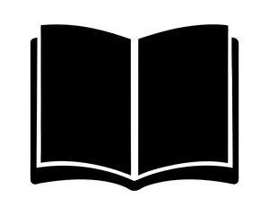 Simple black and white book illustration conveying the concept of reading