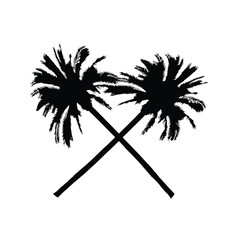 Crossed Palm Trees Silhouette Against a White Background