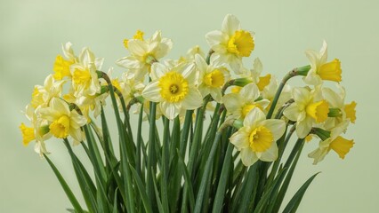 Bright Yellow Daffodils Against a Lush Green Backdrop