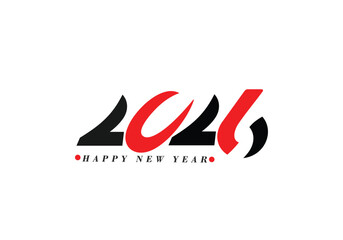 2026 Happy New Year Text Typography Design Element flyer, banner design.