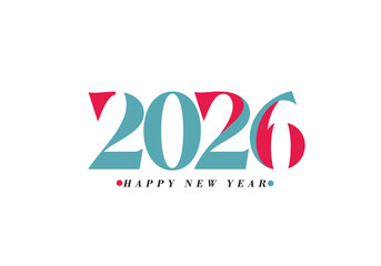 2026 Happy New Year Text Typography Design Element flyer, banner design.