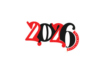 2026 Happy New Year Text Typography Design Element flyer, banner design.