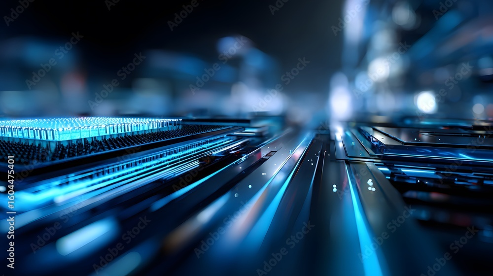 Poster abstract futuristic circuit board with glowing elements