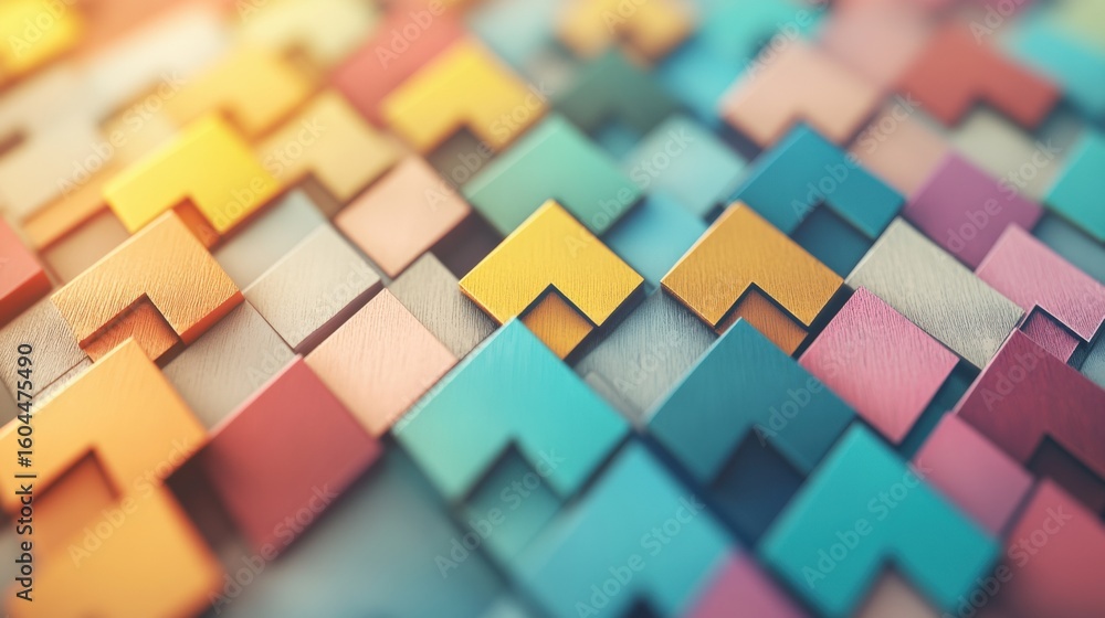 Poster colorful geometric pattern with a 3d effect creates a vibrant visual texture