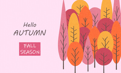 Abstract autumn banner, poster, cover, card with bright beautiful autumn forest, trees. Fall background, template for advertising, sales, web and social media, print