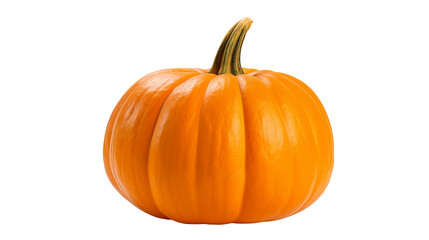 Vibrant orange pumpkin with green stem, perfect for autumn holiday decorations and harvest events isolated on white or transparent png.