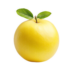 Golden apple with leaves isolated on black background