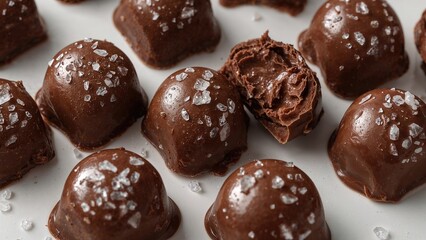 Detailed view of salted chocolate pieces