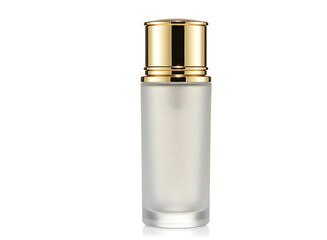 Elegant frosted glass bottle with gold pump dispenser for luxury skincare product