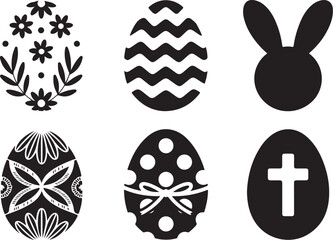 Easter Egg Silhouettes | Polka Dot, Chevron, Bow, Bunny Icons

